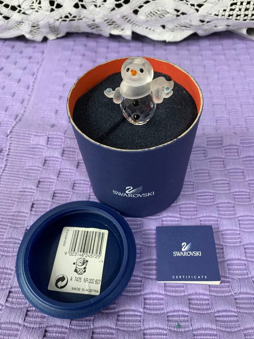 【美品】SWAROVSKI 雪だるま クリスタル プレゼントボックス