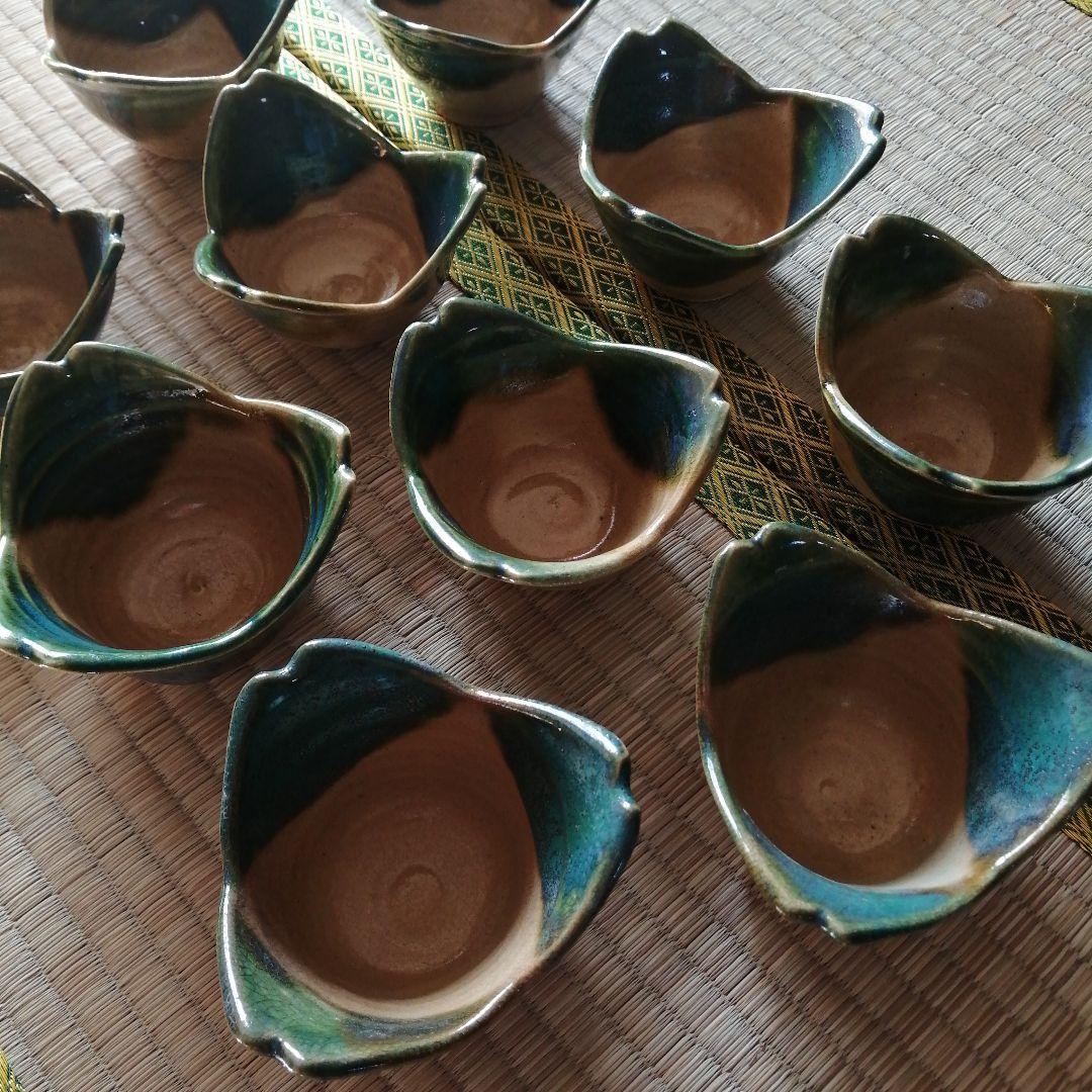 瀬戸焼　織部割山椒向付　10客　8cm　今物