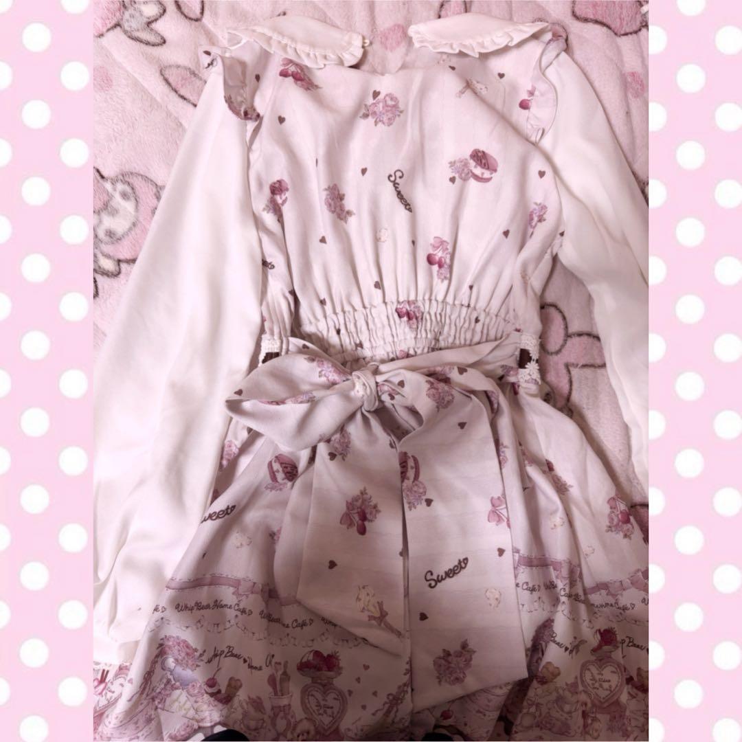 LIZ LISA whip bear  cafe柄ワンピース