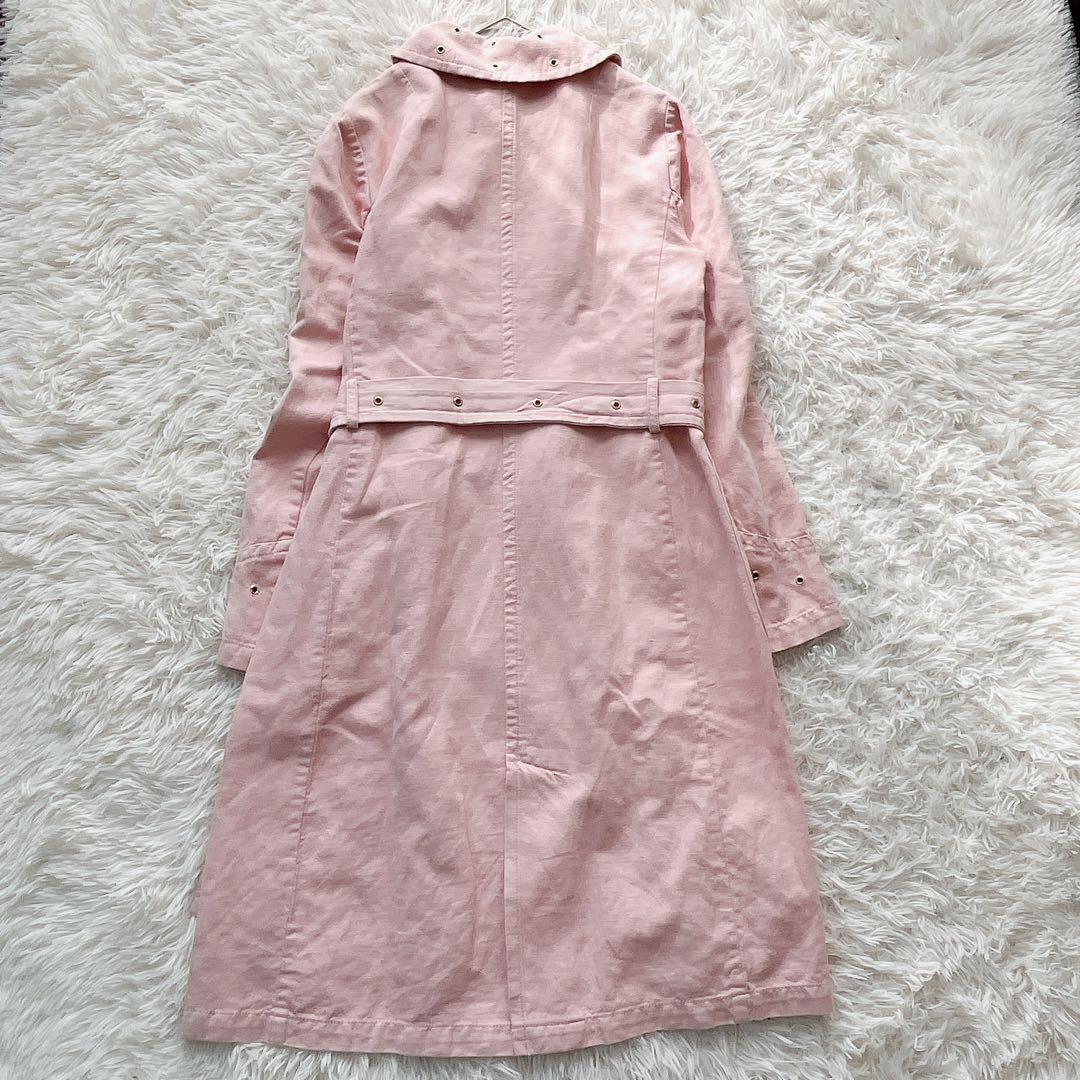 【美品】マックスマーラ ロングスプリングコート 大きいサイズ ピンク ベルト付き