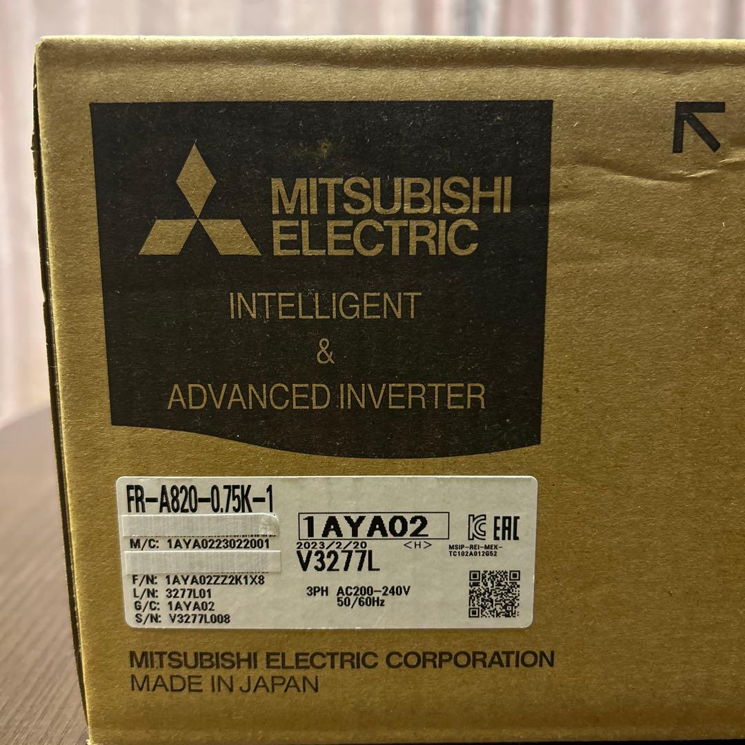 三菱電機 FR-A820-0.75K-1 インバーター 2023年製　未使用