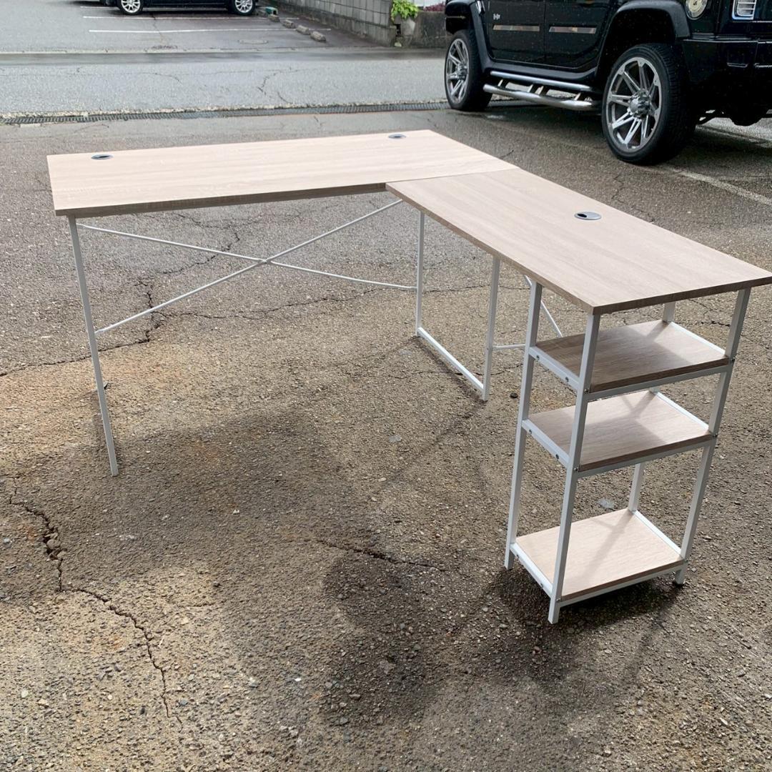 【モダンデコ】 L字型 パソコンデスク ワークデスク 組み立て式 A0445