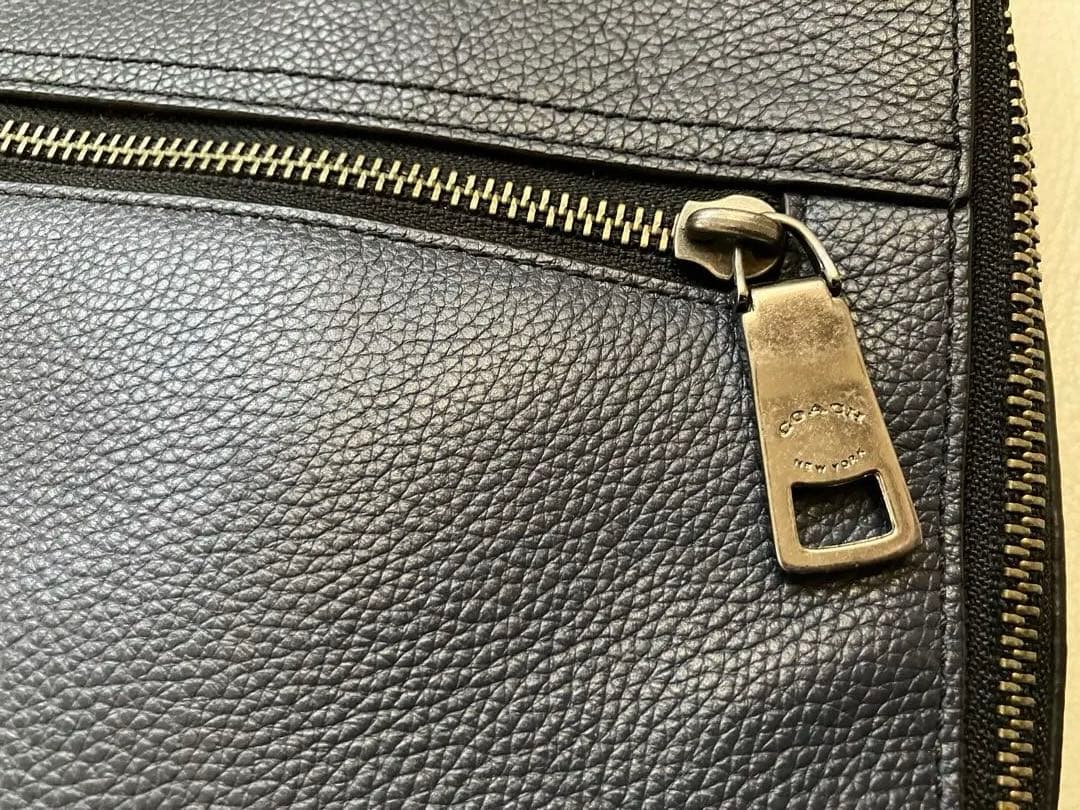 い*き様 COACH コーチ レザー ボディバッグ　ミッドナイトブルー