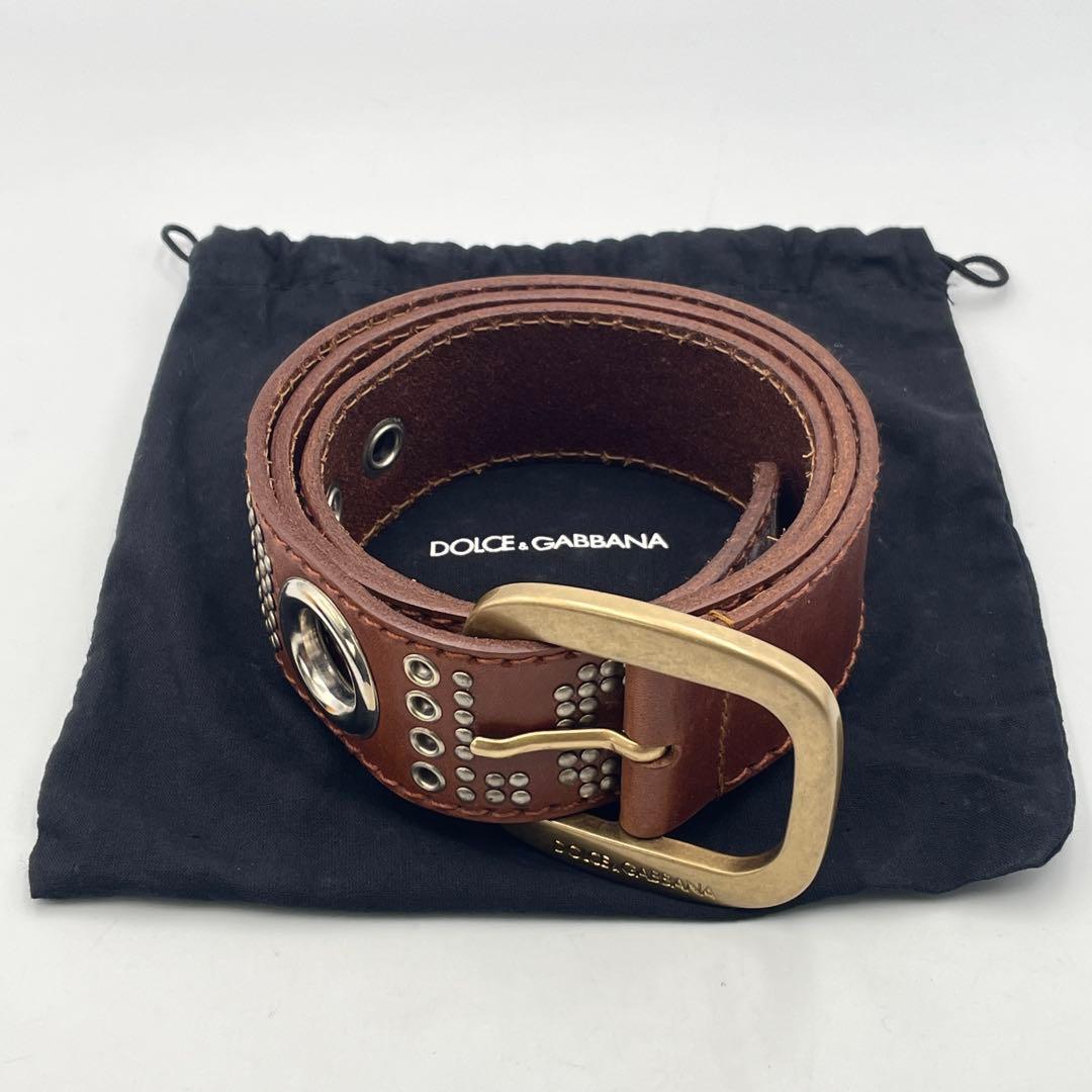 F ほぼ未使用 DOLCE&GABBANA レザーベルト ドルガバ 本革