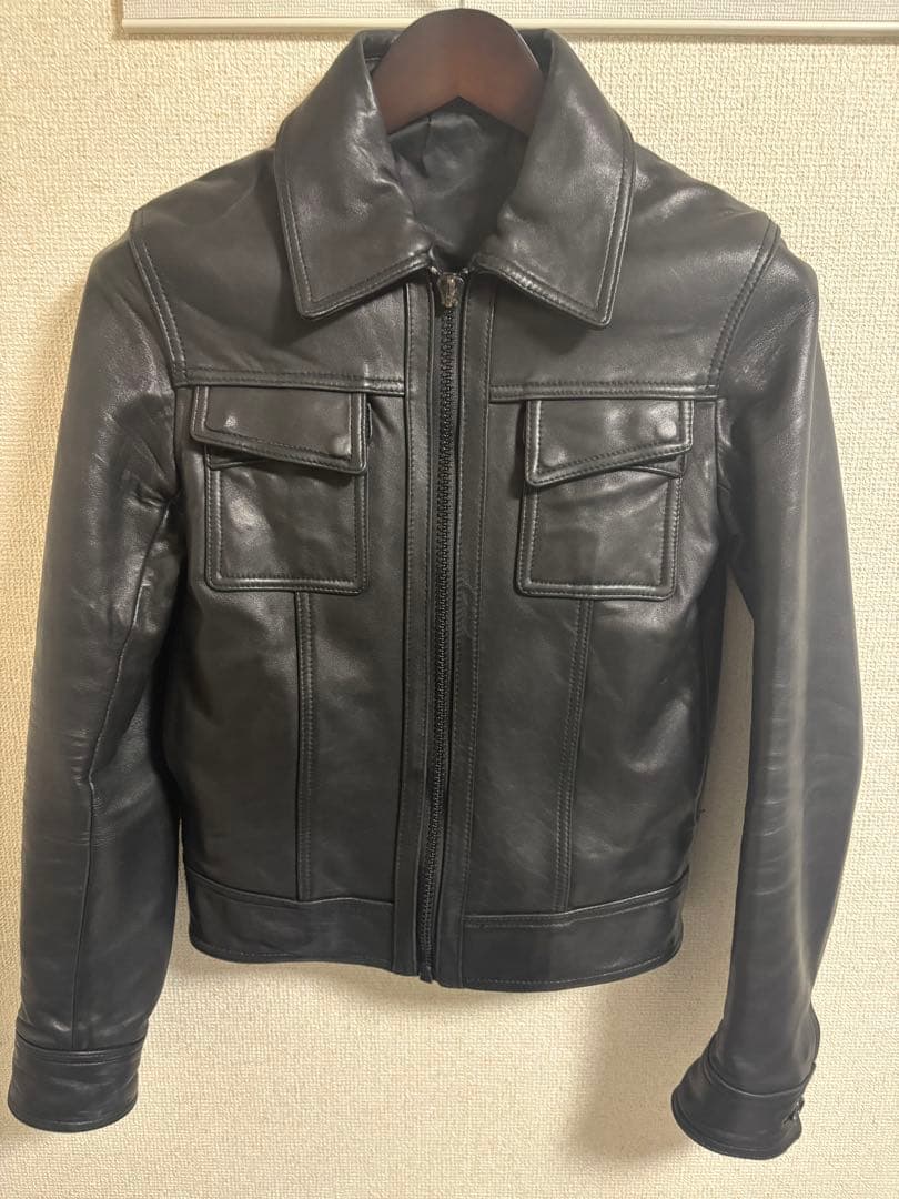 stud homme クロスポケット　レザージャケット