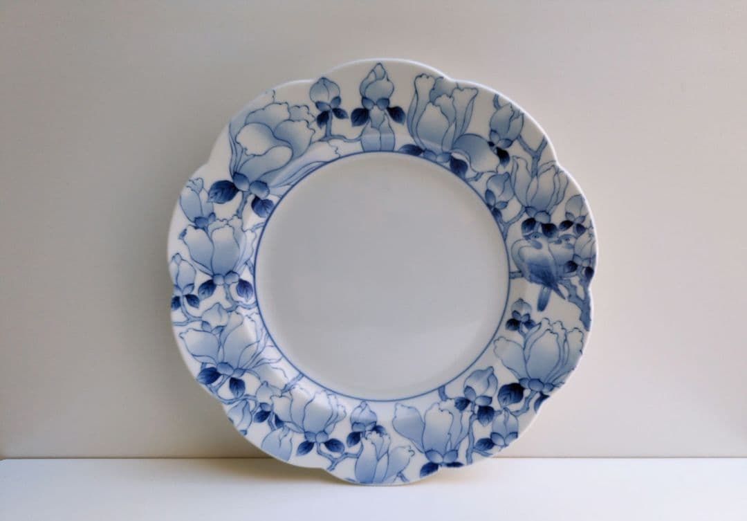 深川製磁　染付木蓮　ミート皿