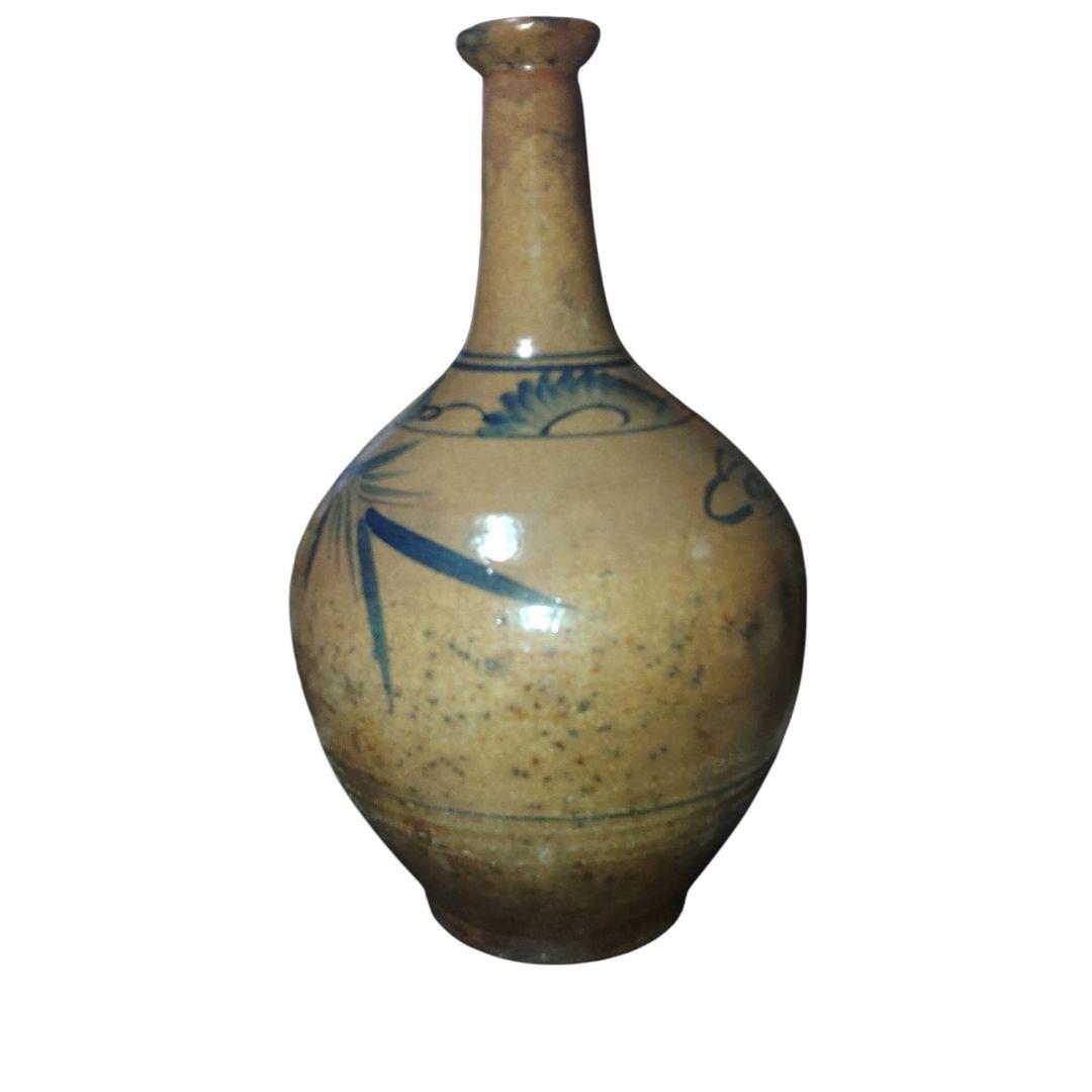 古伊万里波佐見系　飴釉笹徳利　花瓶　酒器