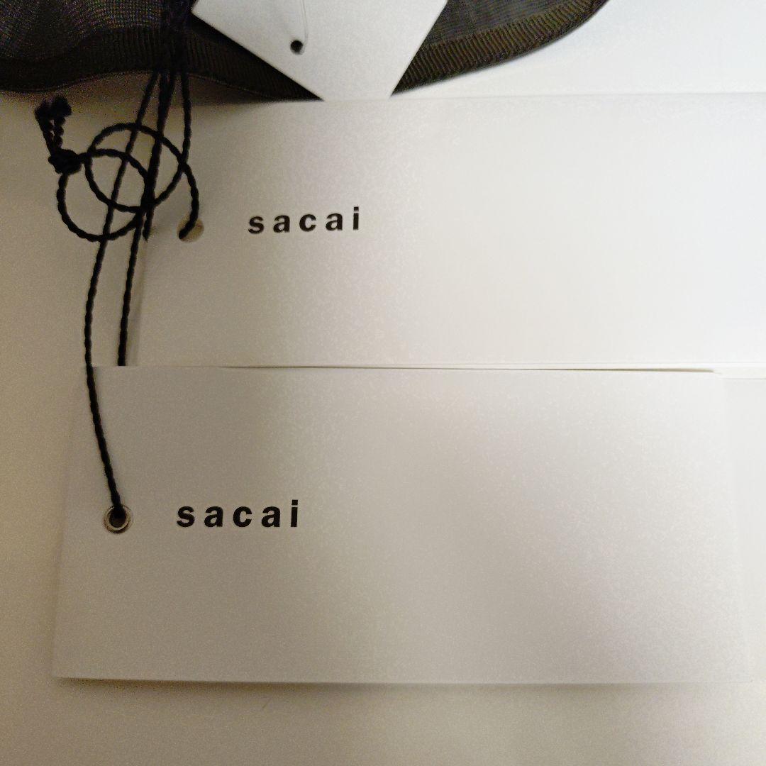 2025sacaiアシンメトリックデザイン 半袖シャツ ダークグレータグ付き