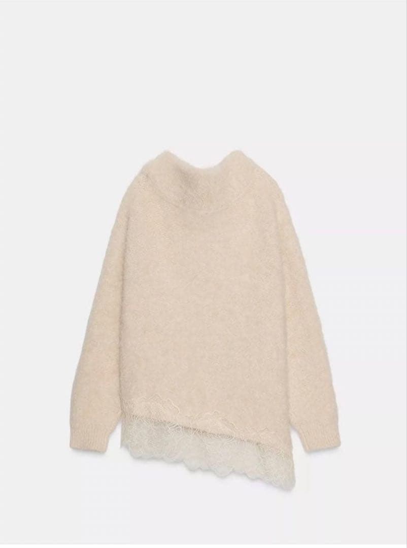 【su】【新品・未使用】ZARA レースコンビニットセーター Sサイズ