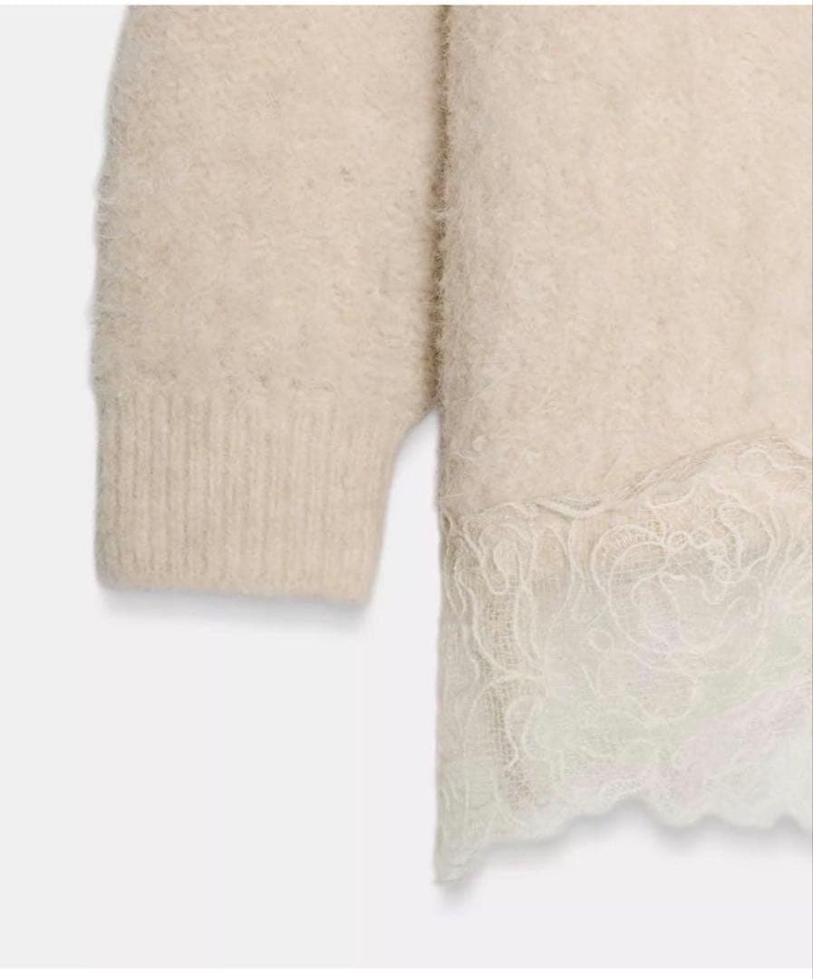 【su】【新品・未使用】ZARA レースコンビニットセーター Sサイズ