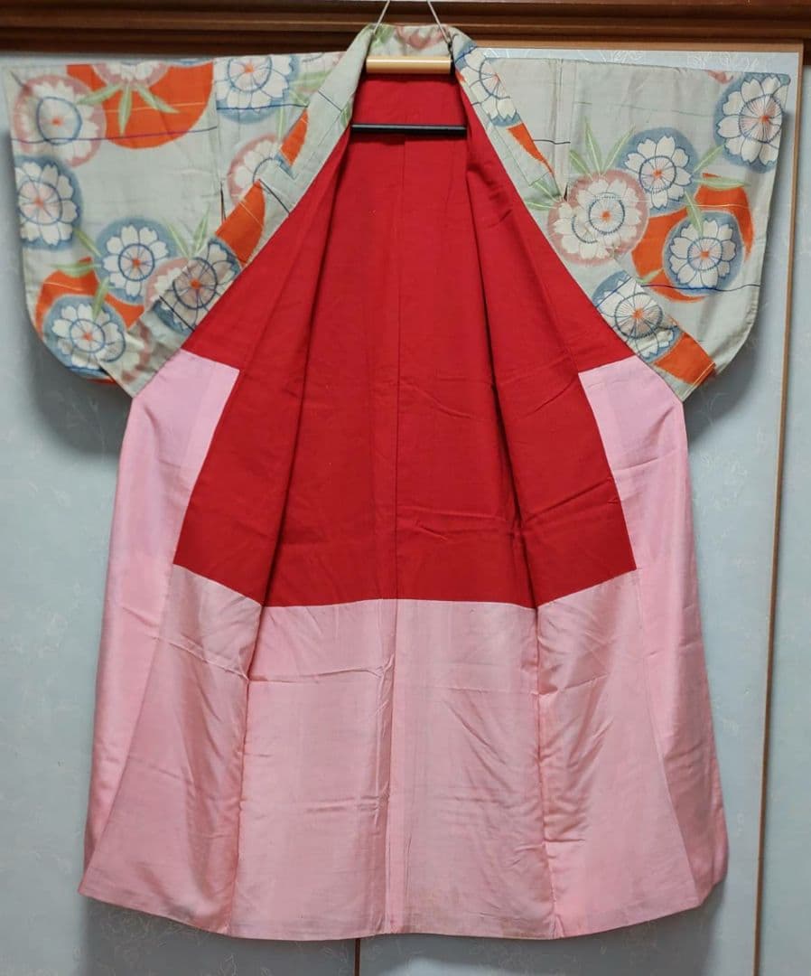 NA8アンティーク子供着物正絹ジュニアサイズ着丈135センチ裄丈62センチ