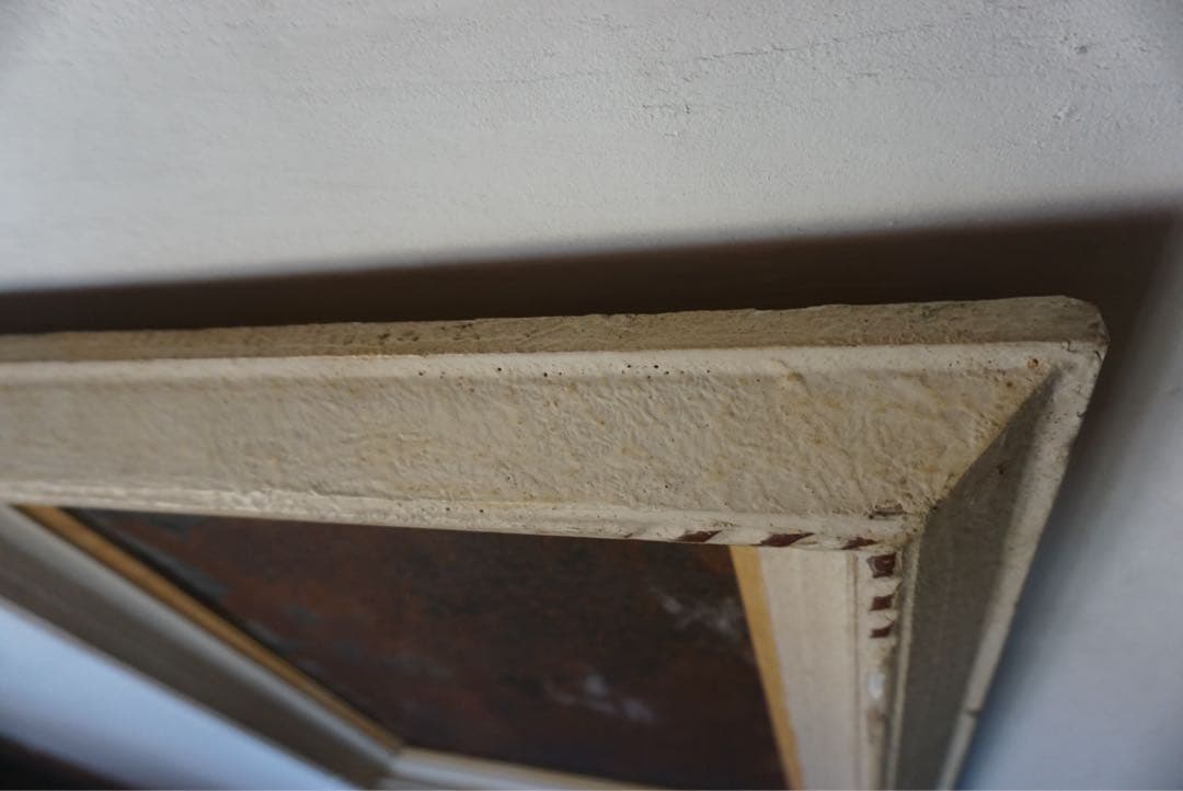 大きなアンティークフレームのブリキサインボード　看板　店舗什器　額縁　古道具