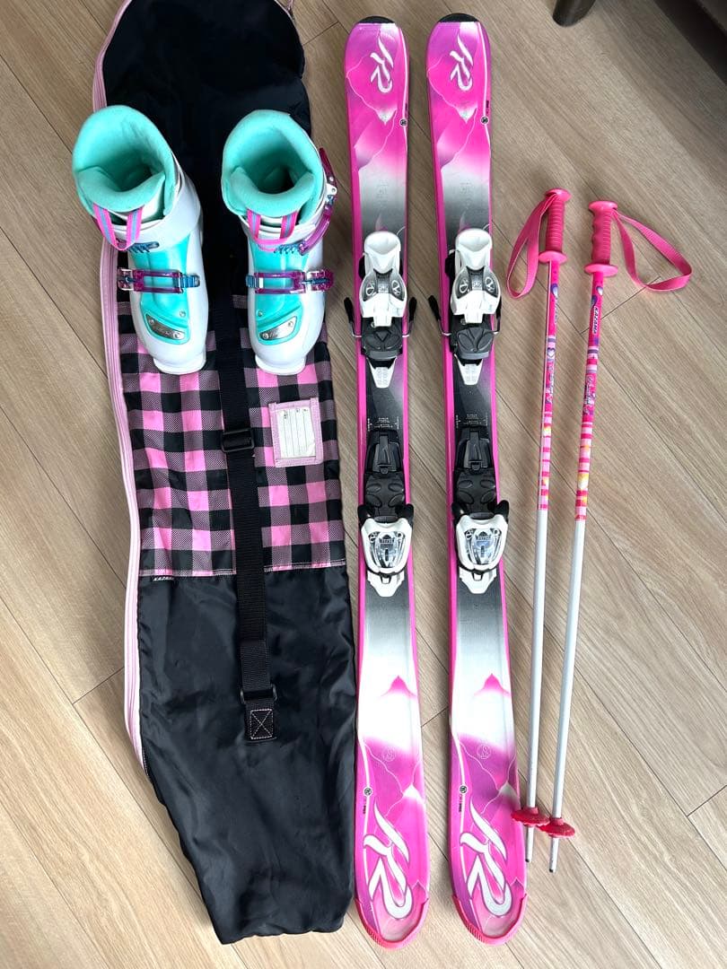 ジュニア　女の子　スキー3点セット　★スキー板&ブーツ&ポール