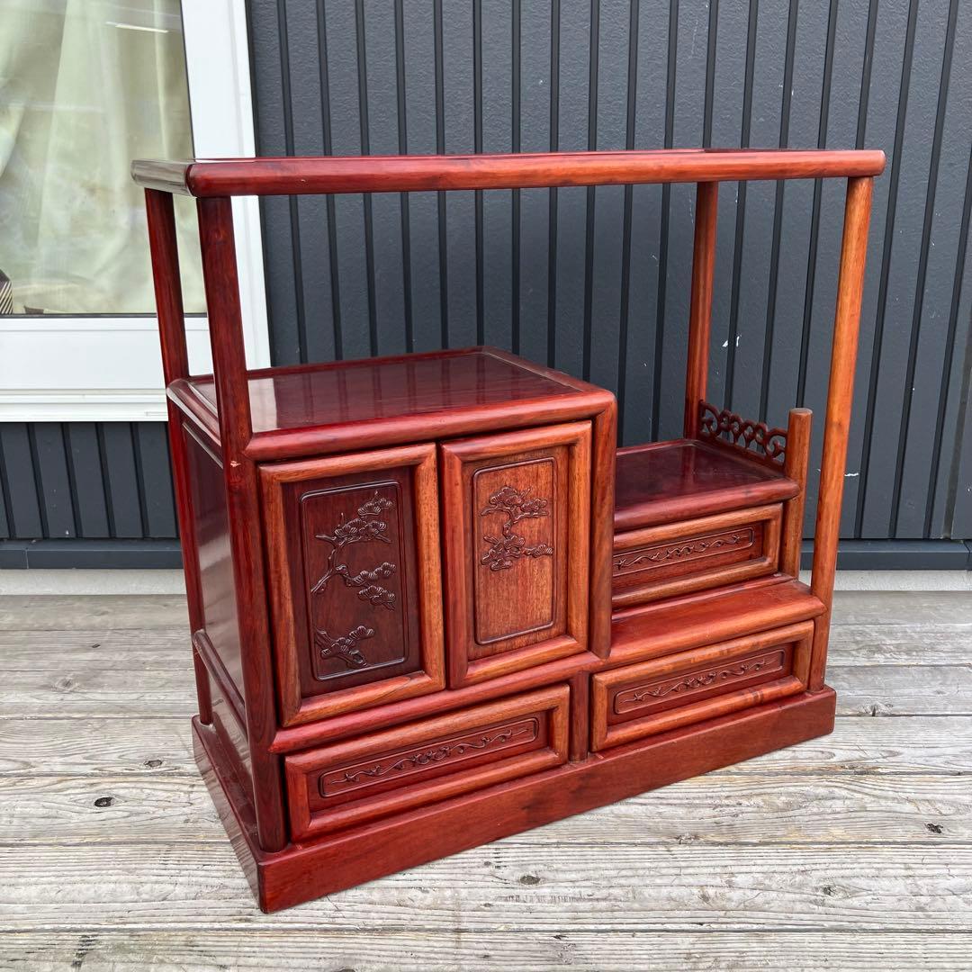唐木家具 銘木 花梨 茶箪笥 茶棚 飾り棚 中国骨董 サイドボード ビンテージ