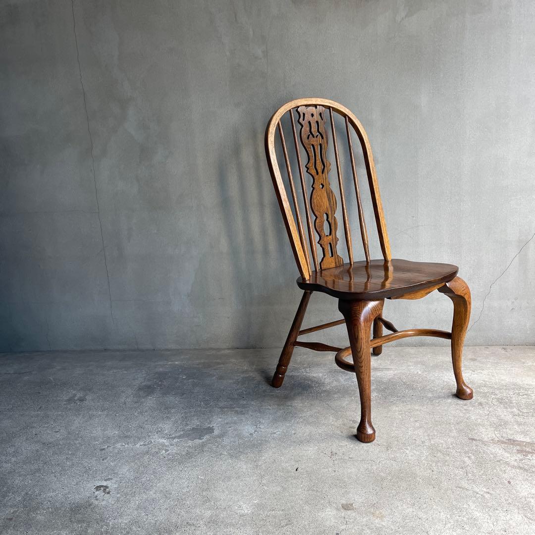 オールドヴィンテージ　オークウィンザーチェア　カントリー　猫脚