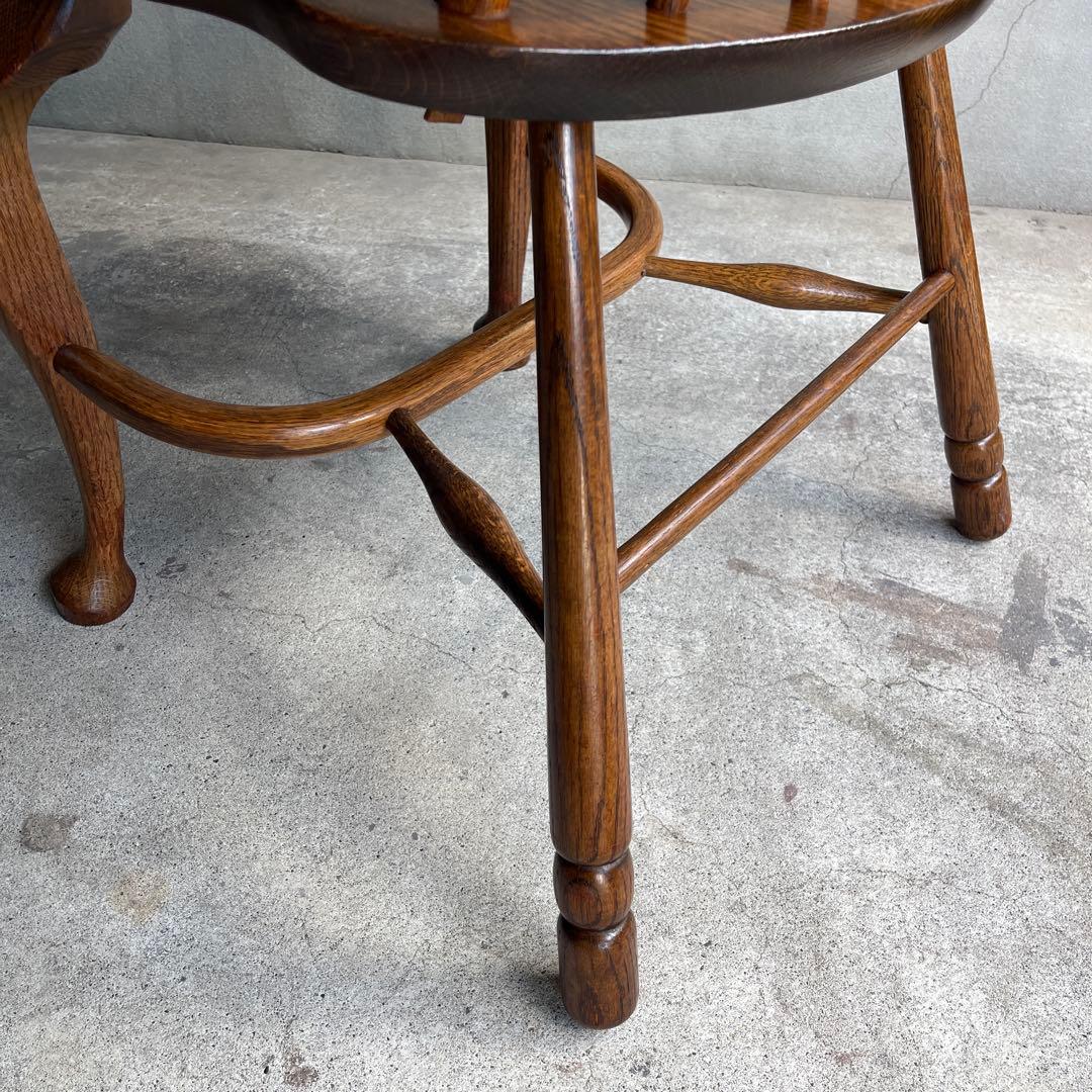 オールドヴィンテージ　オークウィンザーチェア　カントリー　猫脚