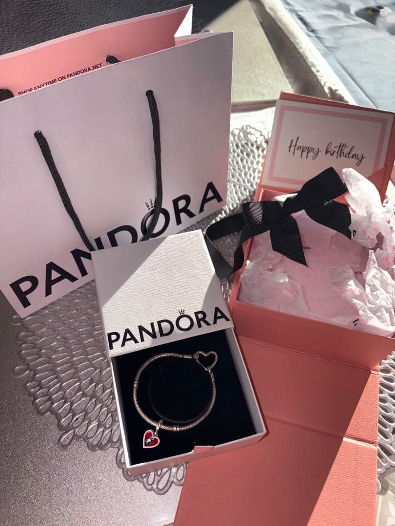 Pandora ハート型チャーム ブレスレット