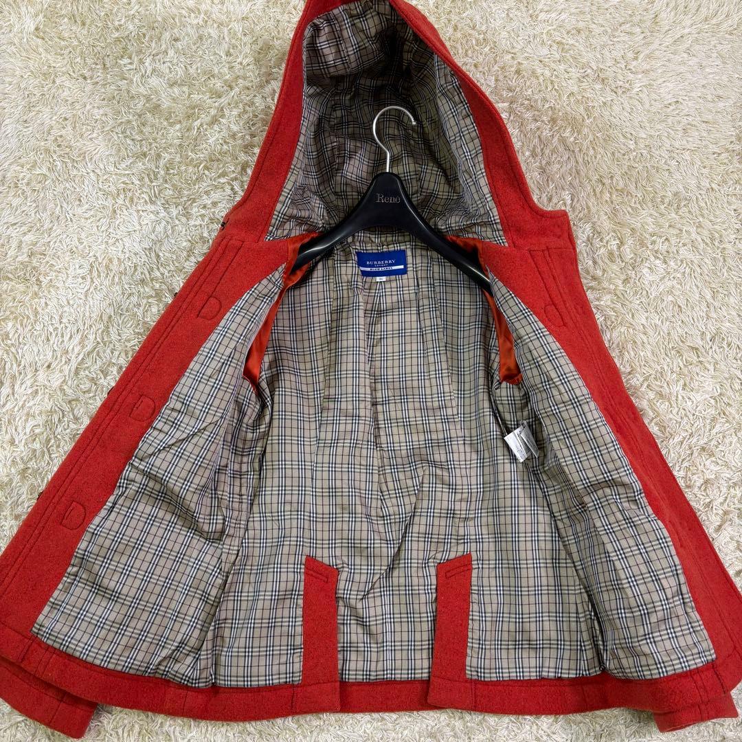 バーバリーロンドン　ブルーレーベル　ノバチェック　フード　ダッフルコート　36