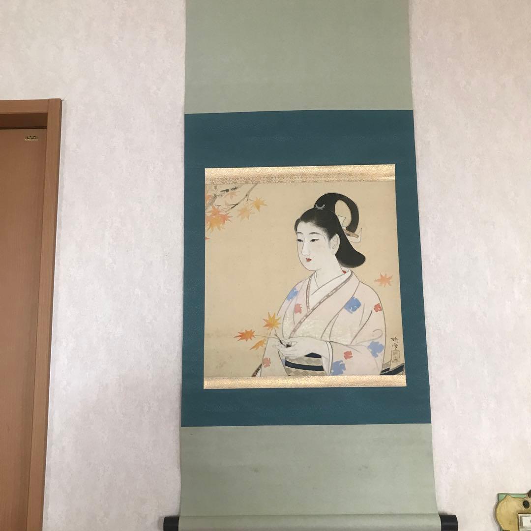 工藝　白鳥映雪　美人画　日本画