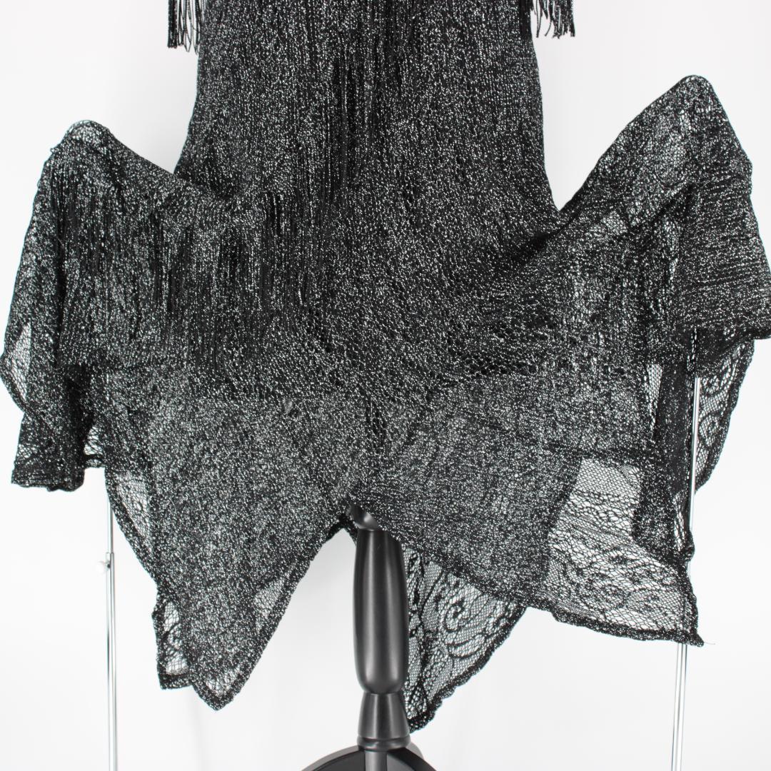 【美品 社交ダンス衣装】ワンピース ドレス 黒 ブラック ラインストーン レース