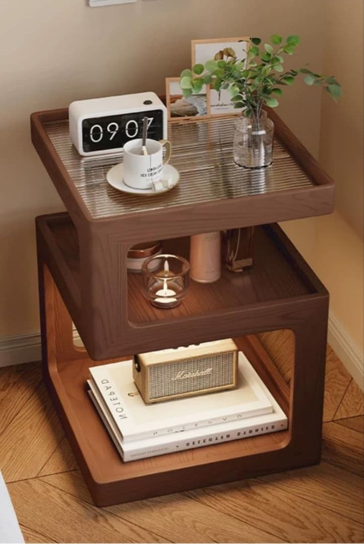 ナイトテーブル ベッド横 ベッドサイドテーブル おしゃれ 多機能 収納ラック四角