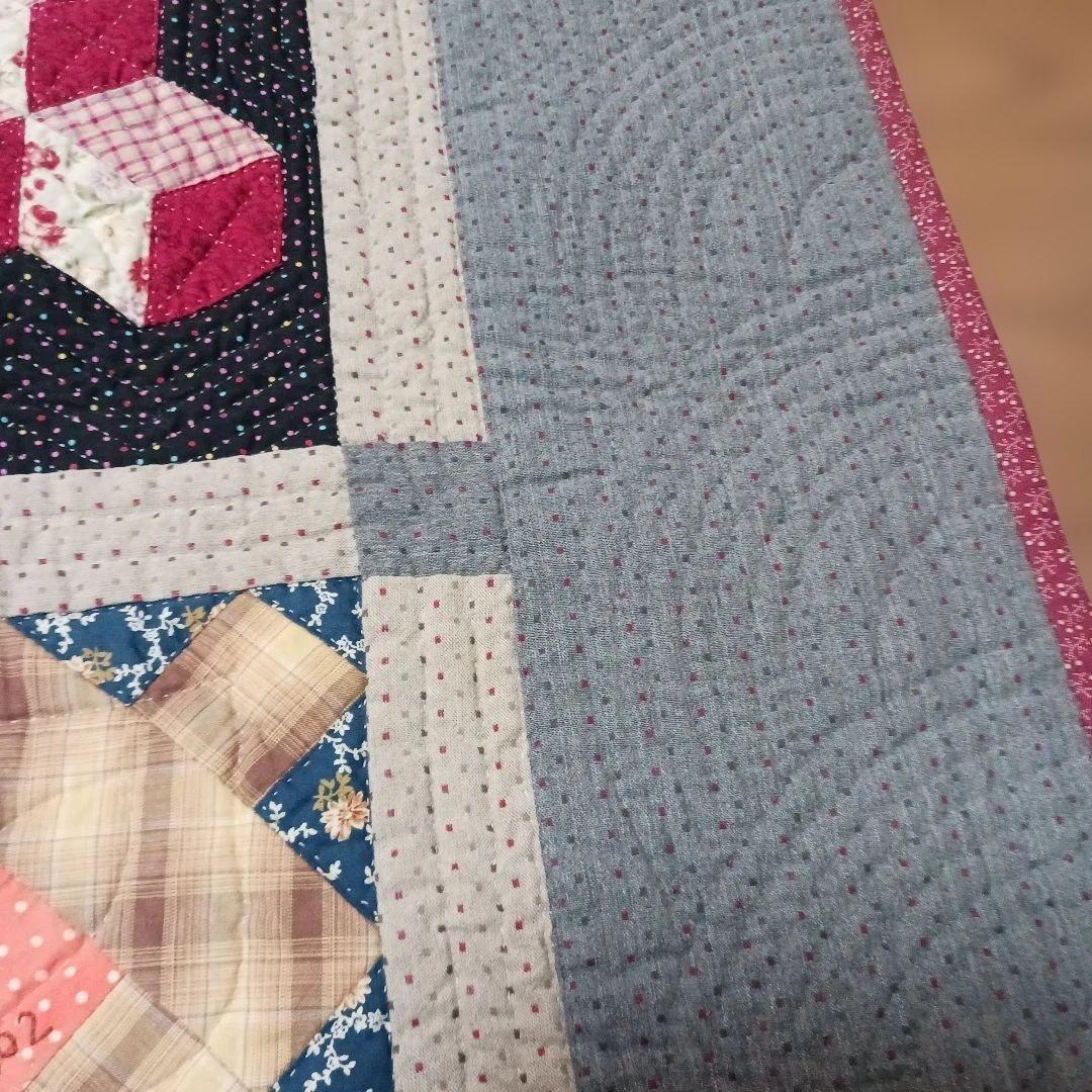 ベッドカバー パッチワークキルト ハンドメイド