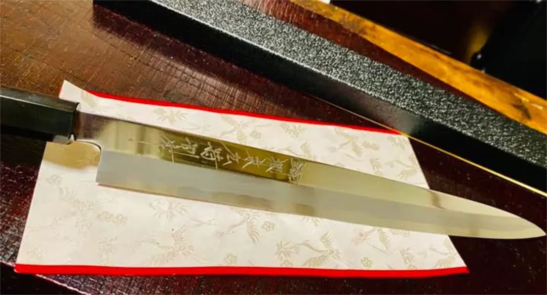 極上　青鋼　黒檀　柳刃包丁　尺