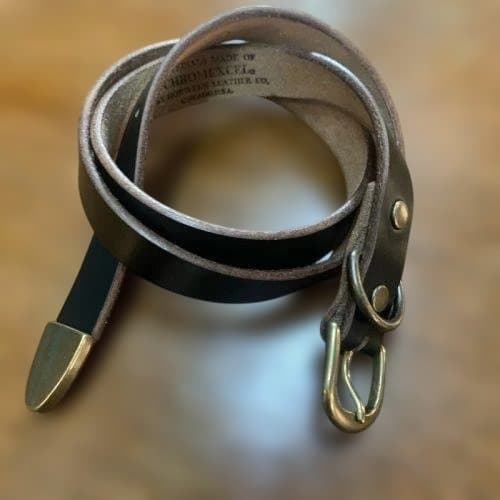 アートブラウン社　クロムエクセルレザー　4ピースタイトベルト 黒　茶芯　W３２