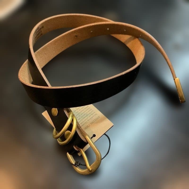 アートブラウン社　クロムエクセルレザー　4ピースタイトベルト 黒　茶芯　W３２