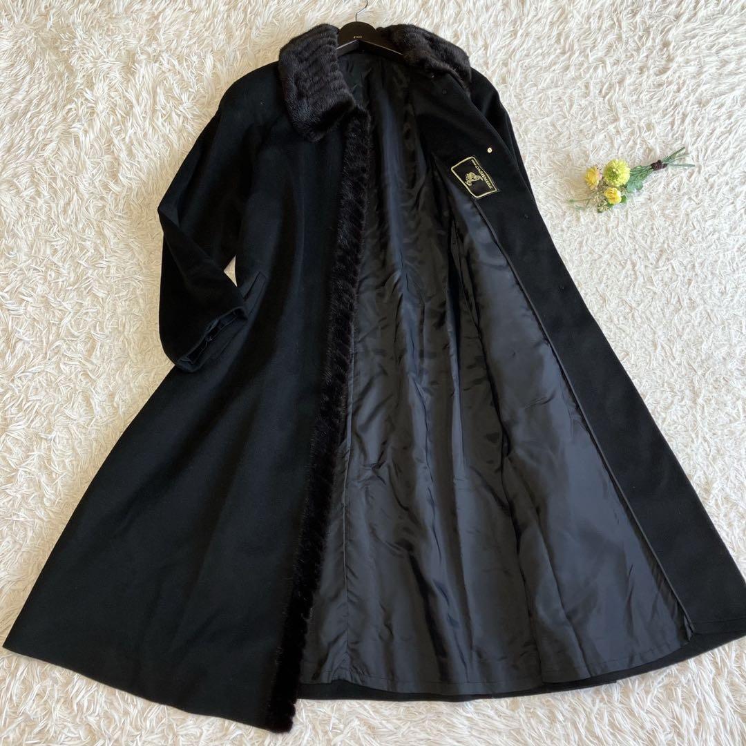 ◎極美品 カシミヤコート ロングコート高級ミンクファー 2way 取り外し可能1