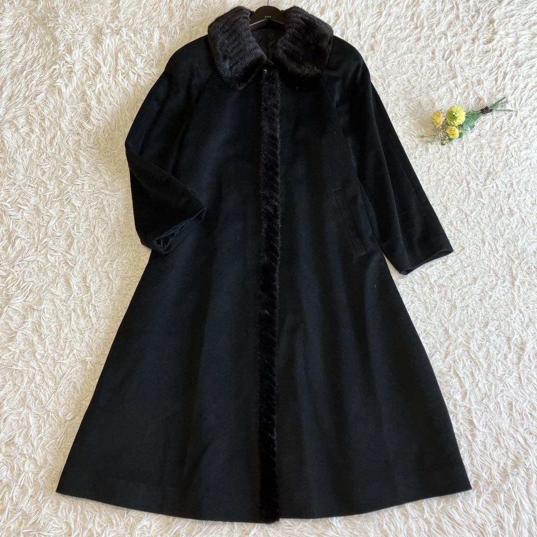 ◎極美品 カシミヤコート ロングコート高級ミンクファー 2way 取り外し可能1