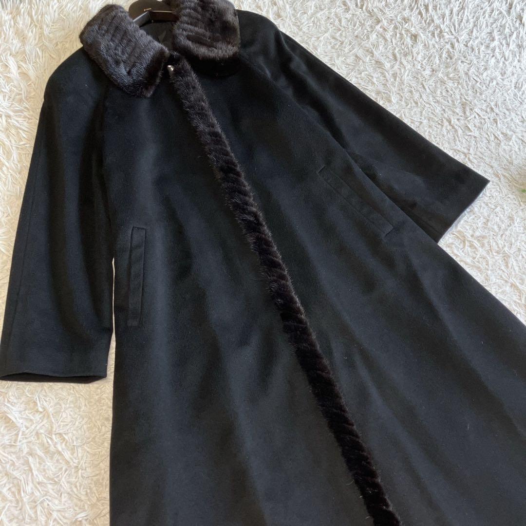 ◎極美品 カシミヤコート ロングコート高級ミンクファー 2way 取り外し可能1