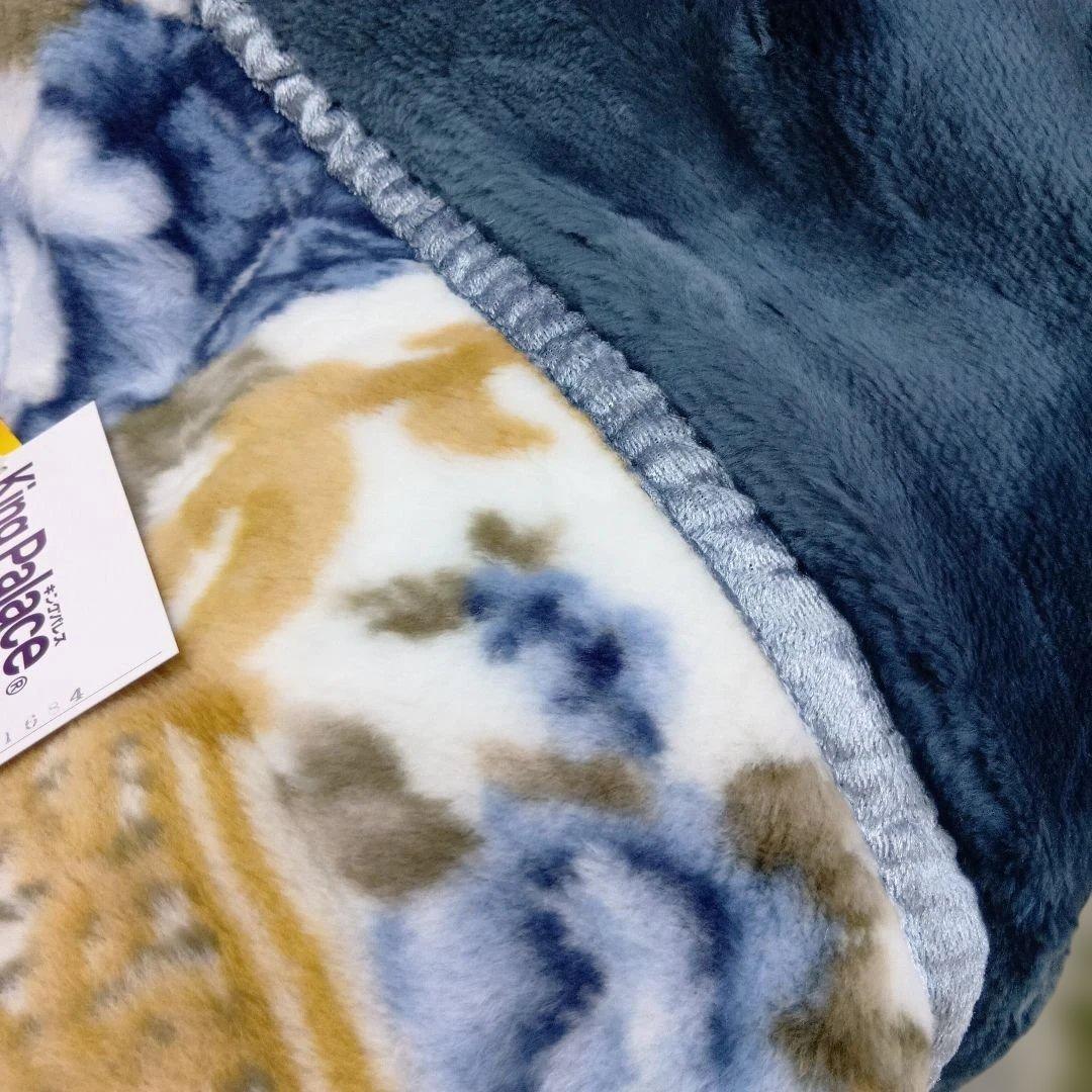 襟付アクリル2枚合わせ毛布 140x200cm　　ムートンタッチ　シングルサイズ