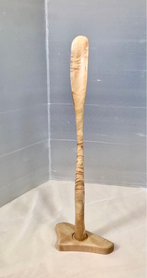 天然木　とち　マグネット式　縮木靴べら／スタンドセット　手造り　一点物