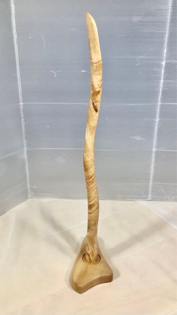 天然木　とち　マグネット式　縮木靴べら／スタンドセット　手造り　一点物