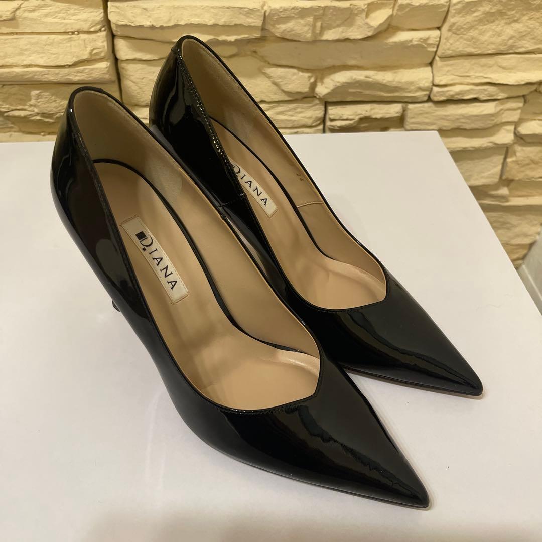 【新品・未使用】DIANA ブラック ハイヒール　エナメル　24センチ　パンプス