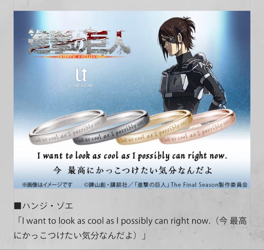 進撃の巨人　メッセージリング　ハンジ・ゾエ19号