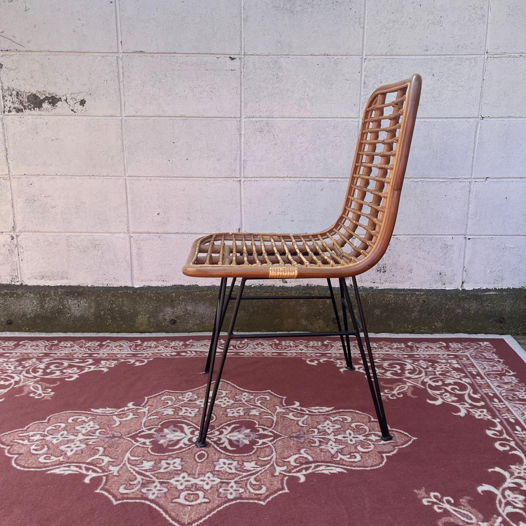 古家具◾️籐ラタン座面×鉄脚アイアンレッグ チェア 椅子 イス A
