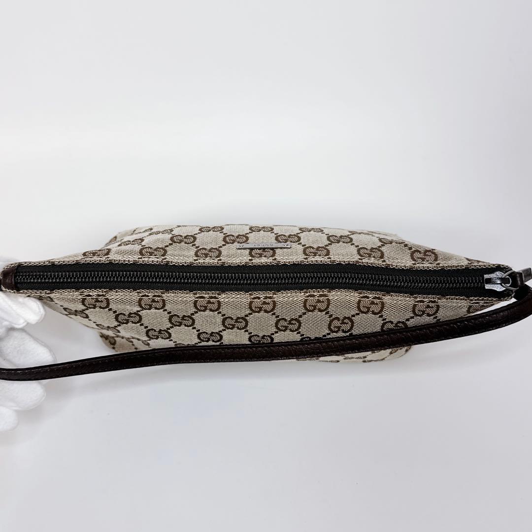 【24時間以内発送】グッチ GGキャンバス レザー アクセサリーポーチ ブラウン