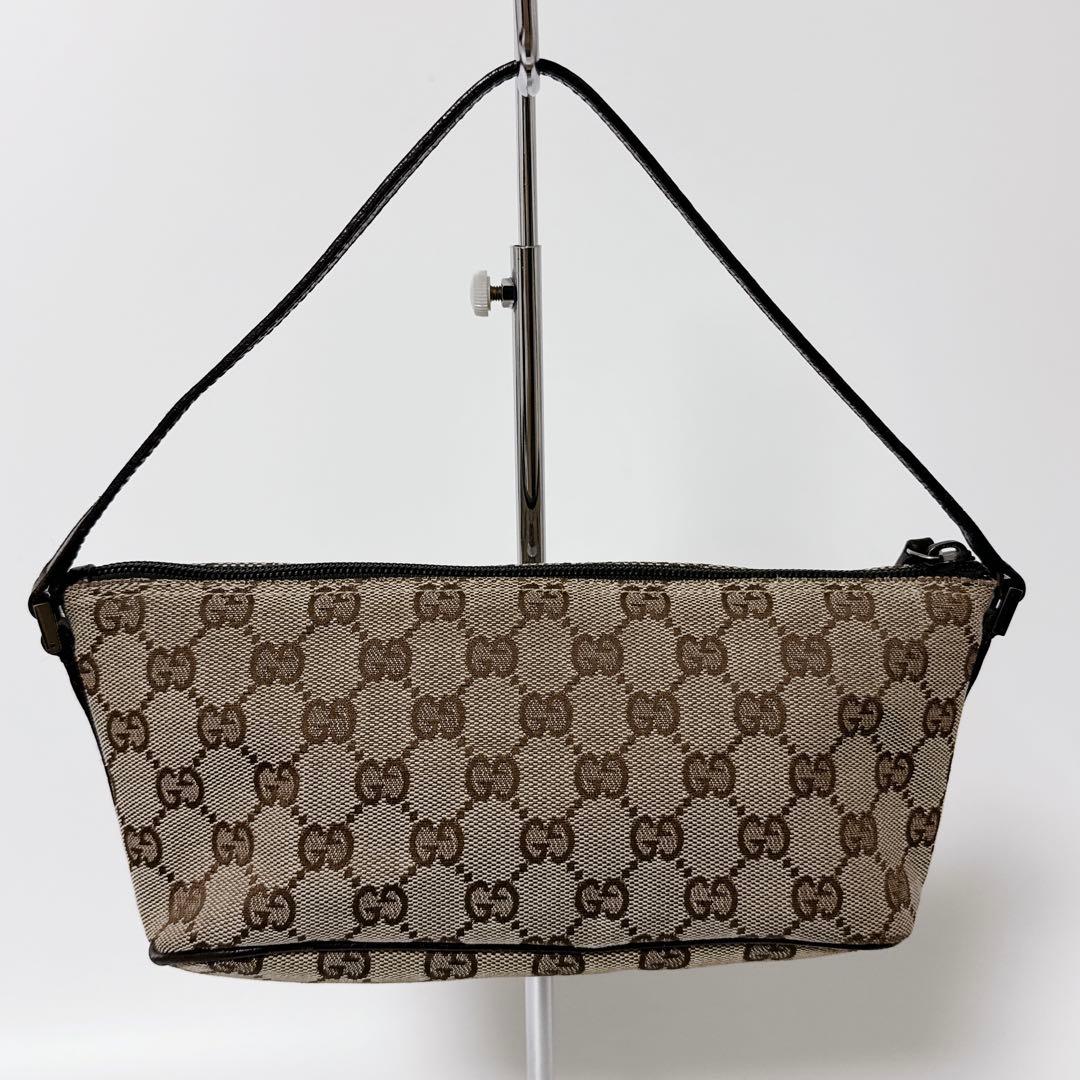 【24時間以内発送】グッチ GGキャンバス レザー アクセサリーポーチ ブラウン