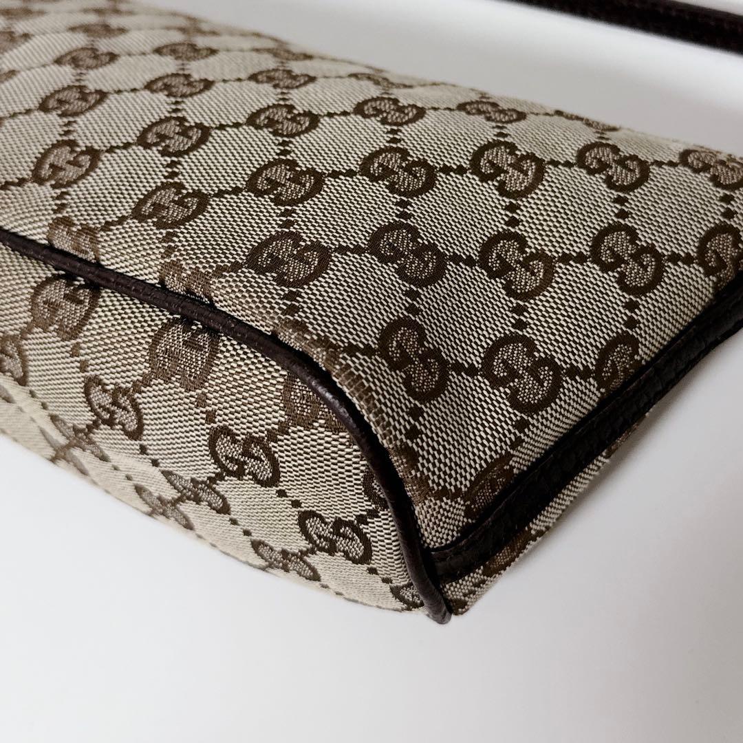 【24時間以内発送】グッチ GGキャンバス レザー アクセサリーポーチ ブラウン
