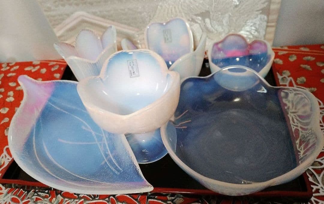 カメイガラス　ほたる花　皿　高台小鉢　6種類×2　新品