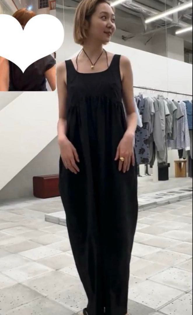 anuke アンヌーク コットンギャザーコンビネゾン*ブラック 38