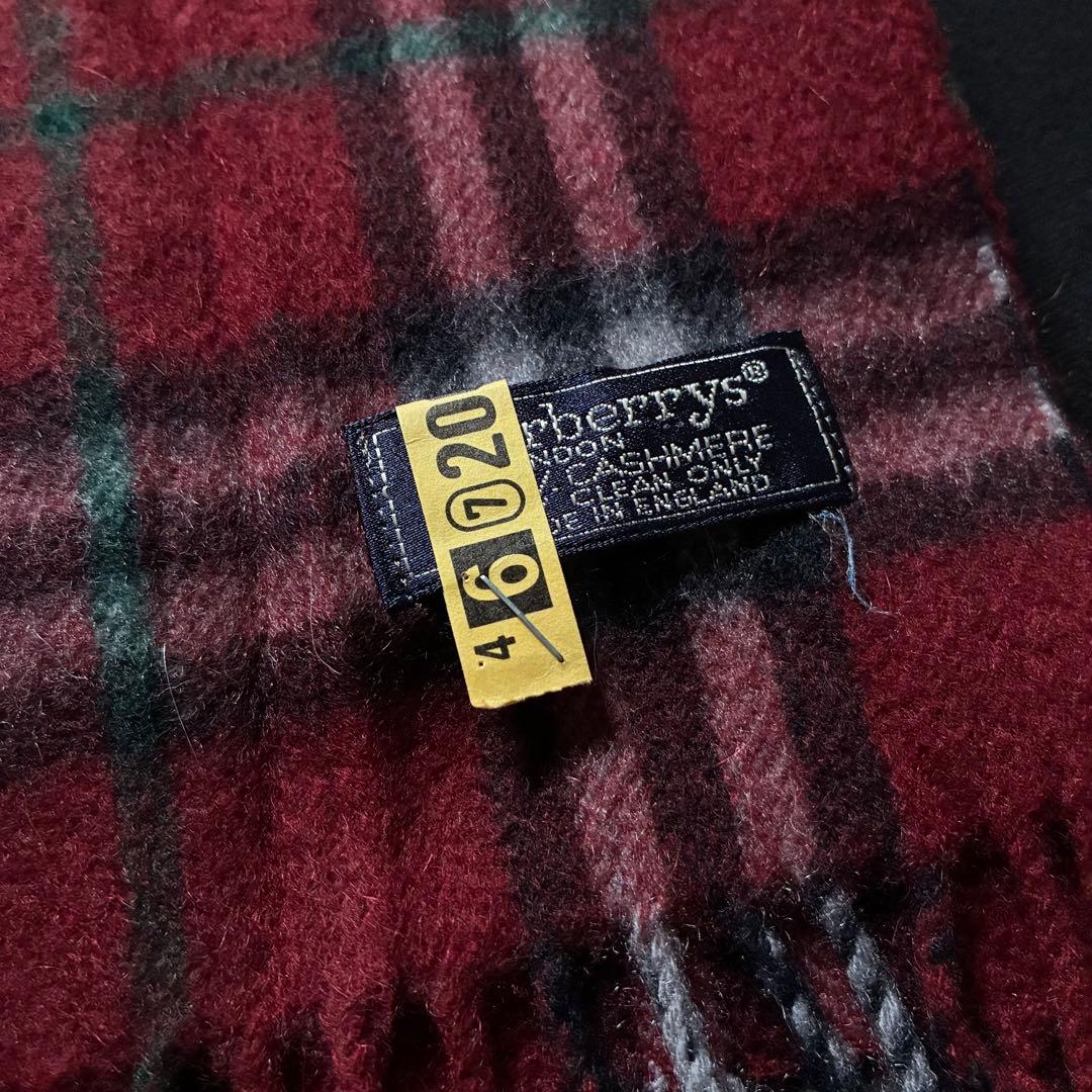 イングランド製 old burberrys カシミヤマフラー 赤タータンチェック