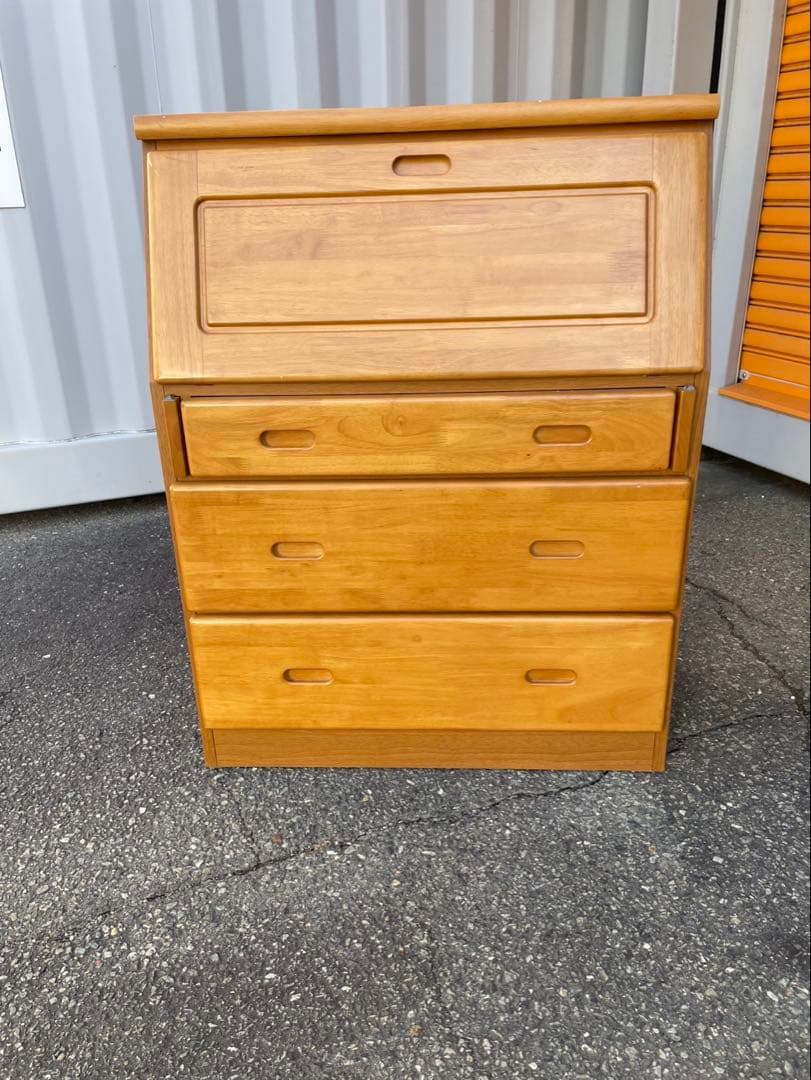 吉川木工　木製 ライティングビューロー デスク 3段引き出し 収納家具