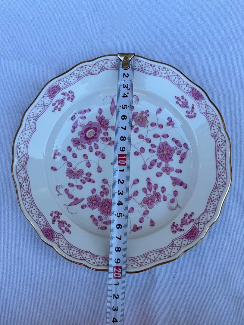 マイセン インドの華 リッチピンク プレート 20cm 1級品 金彩 5枚