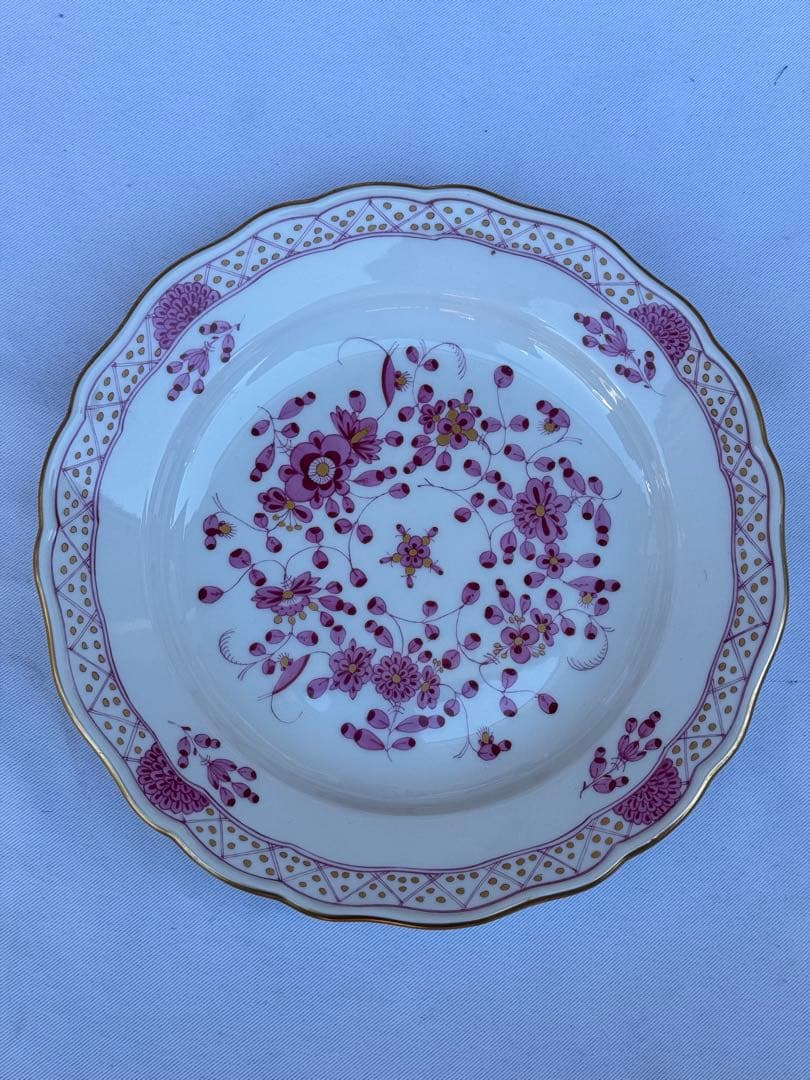 マイセン インドの華 リッチピンク プレート 20cm 1級品 金彩 5枚