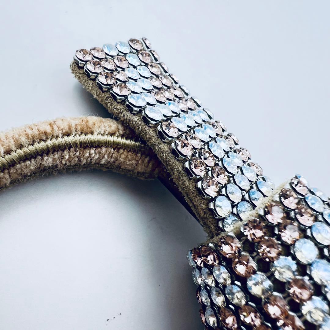 acca アッカ　クリスタル　ブリジットドレスポニー　ベージュ　ピンク×シルバー