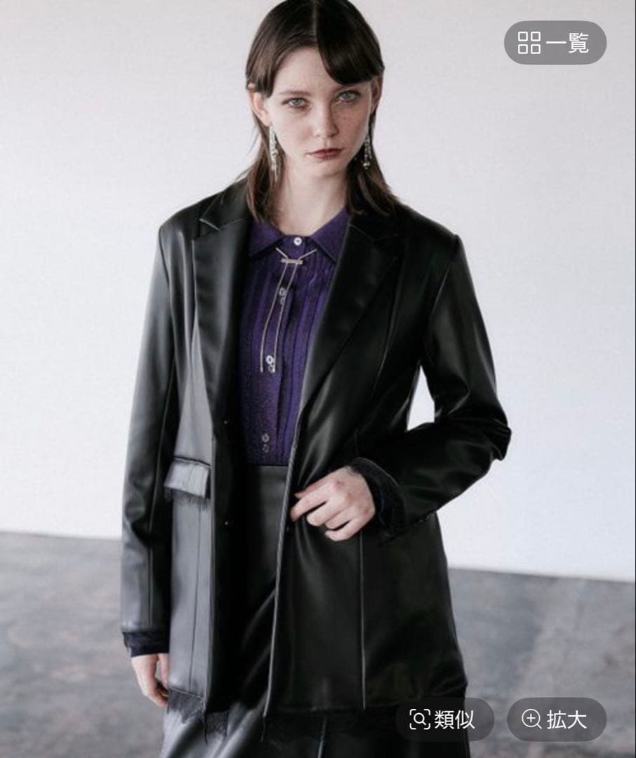 ブラックレーストリムロングジャケット