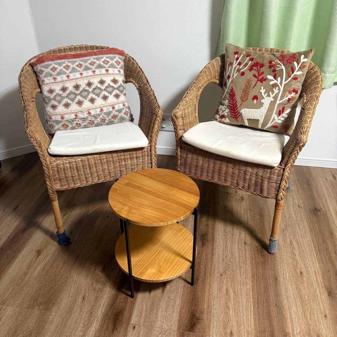 IKEA イケア ラタン製アームチェア 2脚 AGEN アーゲン